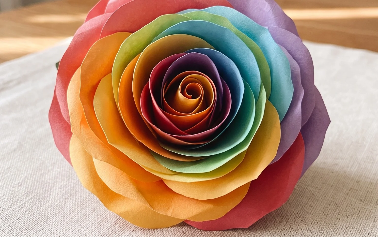 Rainbow rose from paper, free tutorial and template